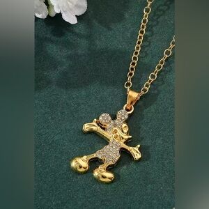 18K Gold Disney Mickey Mouse Inspired Theme Pave Diamond Necklace Character